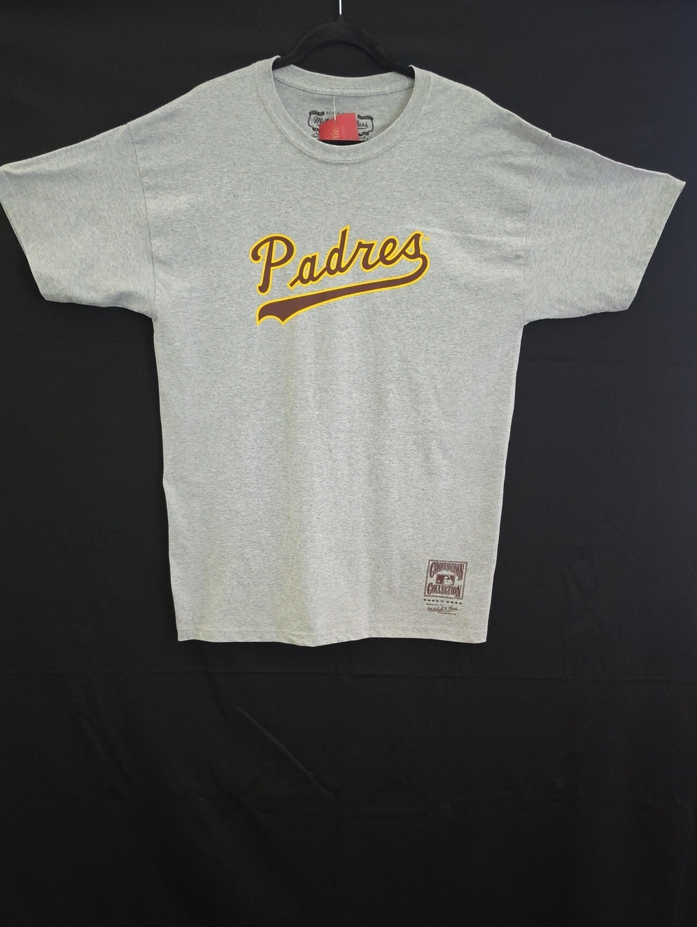Mitchell & Ness Gray Padres Script Tee with Gold Accent - Picture 1 of 7